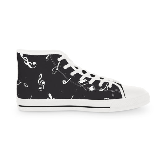 Musical Notes Classic Sneakers Black and white