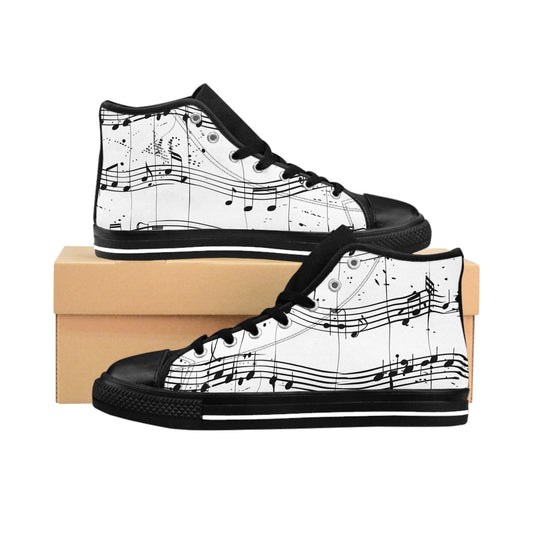 Musical Notes Black and White Men's Classic Sneakers