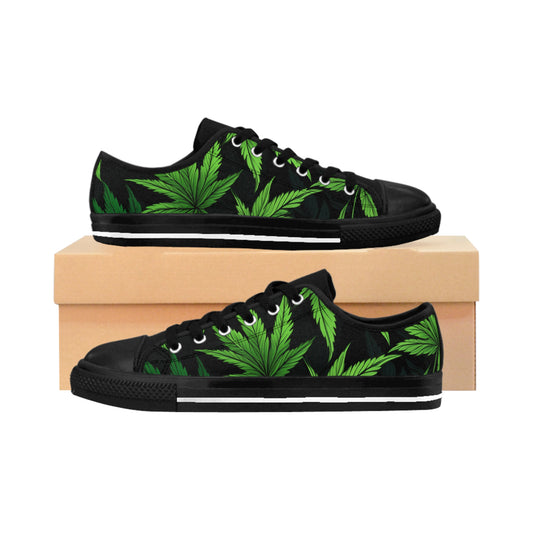 Cannabis Black and Green  Pattern Men's Sneakers