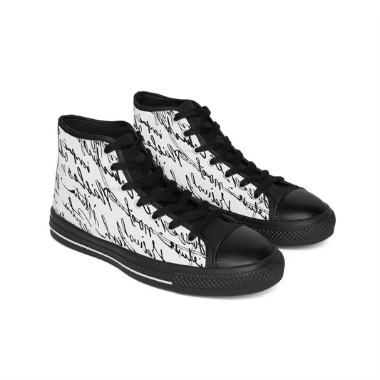 Cursive Letters Black and White Men's Classic Sneakers